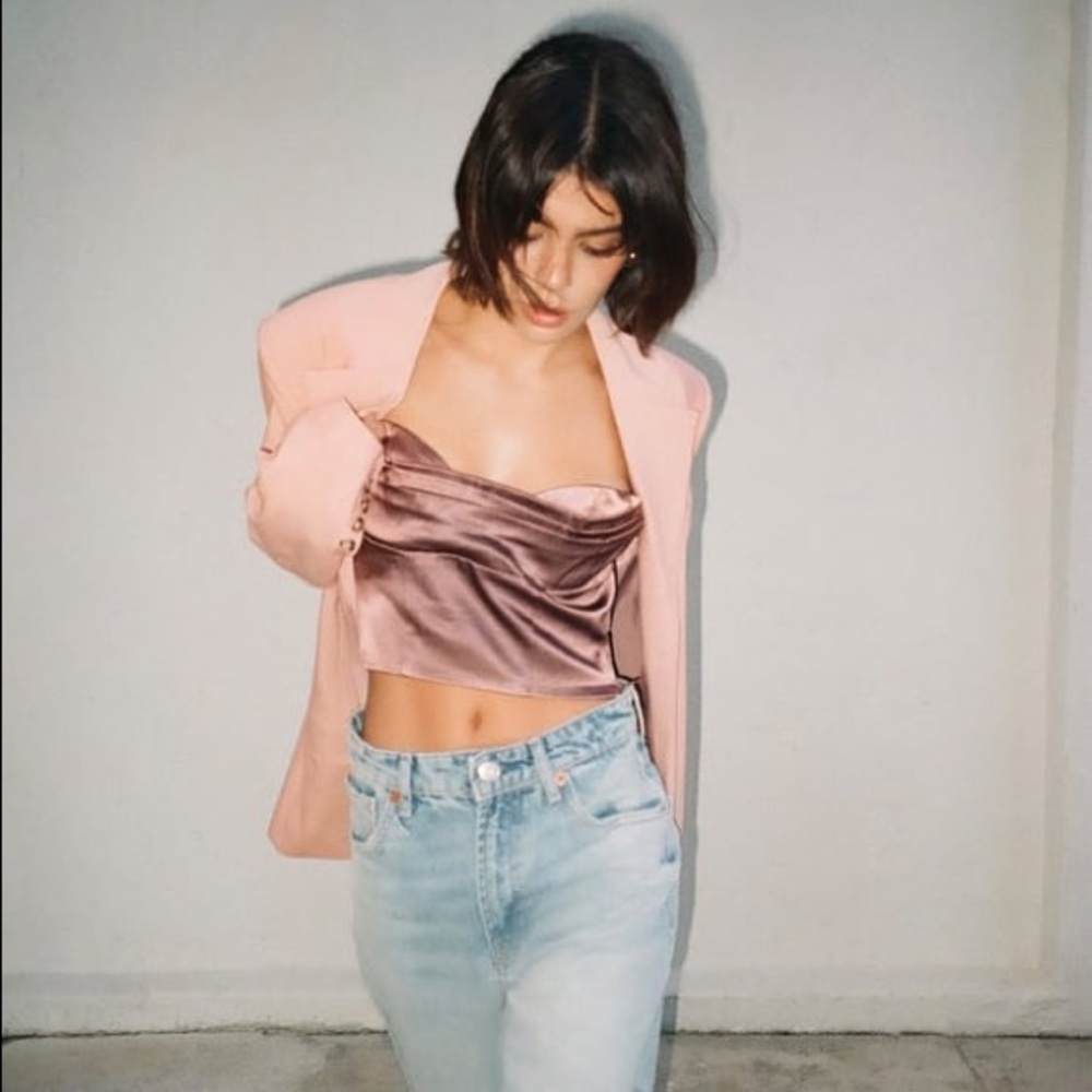 Satin Effect Crop Top